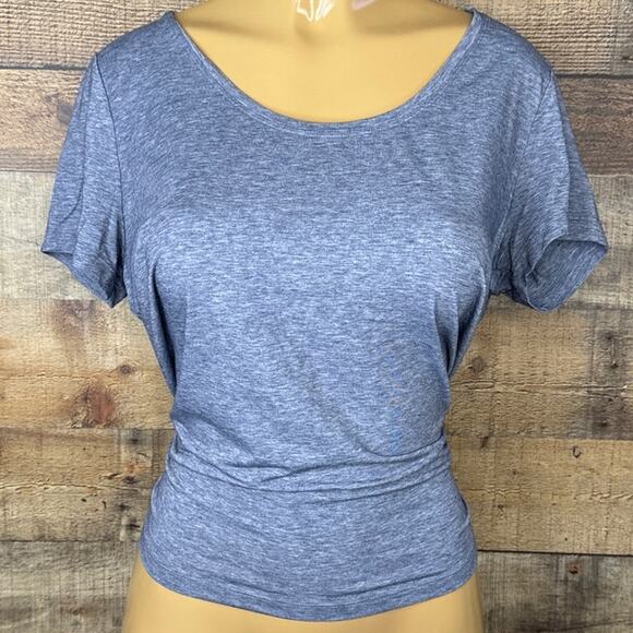 Outdoor Voices Short Sleeve Split Tie Back Top Heather Gray Size Medium - Picture 8 of 10